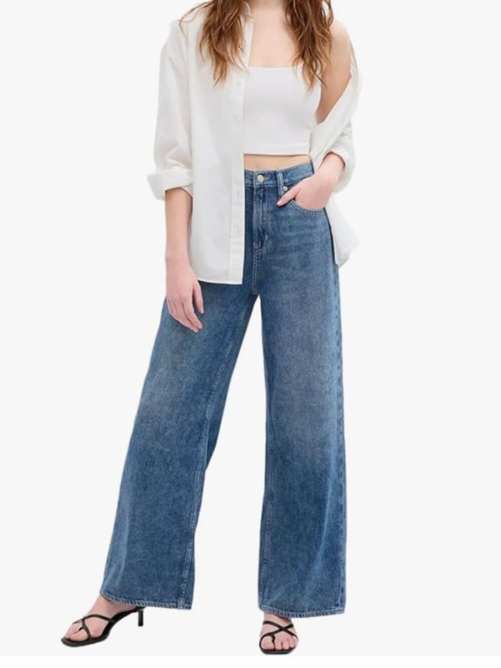 GAP Women's High Rise Wide Leg Jeans 2 26 Regular Dark Wash Blue Denim NEW NWOT - Picture 9 of 9